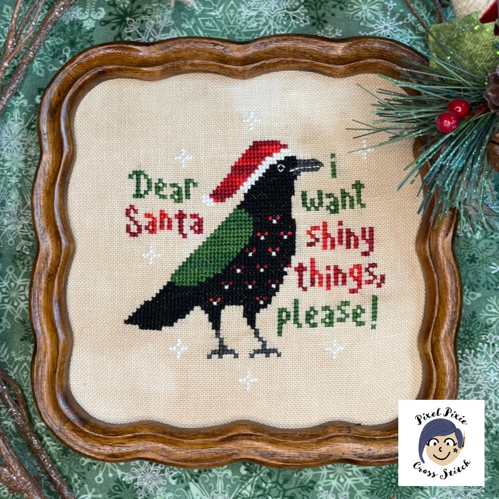 *PREORDER* Christmas Crow by Pixie Pixel Cross Stitch for Needlework Marketplace