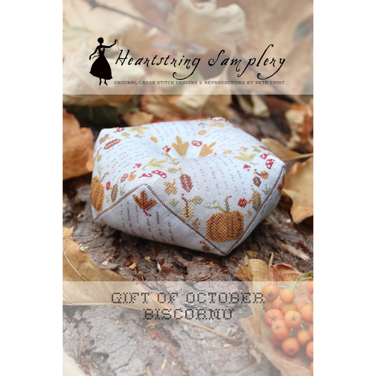 ✩Preorder✩ Gift Of October Biscornu by Heartstring Samplery