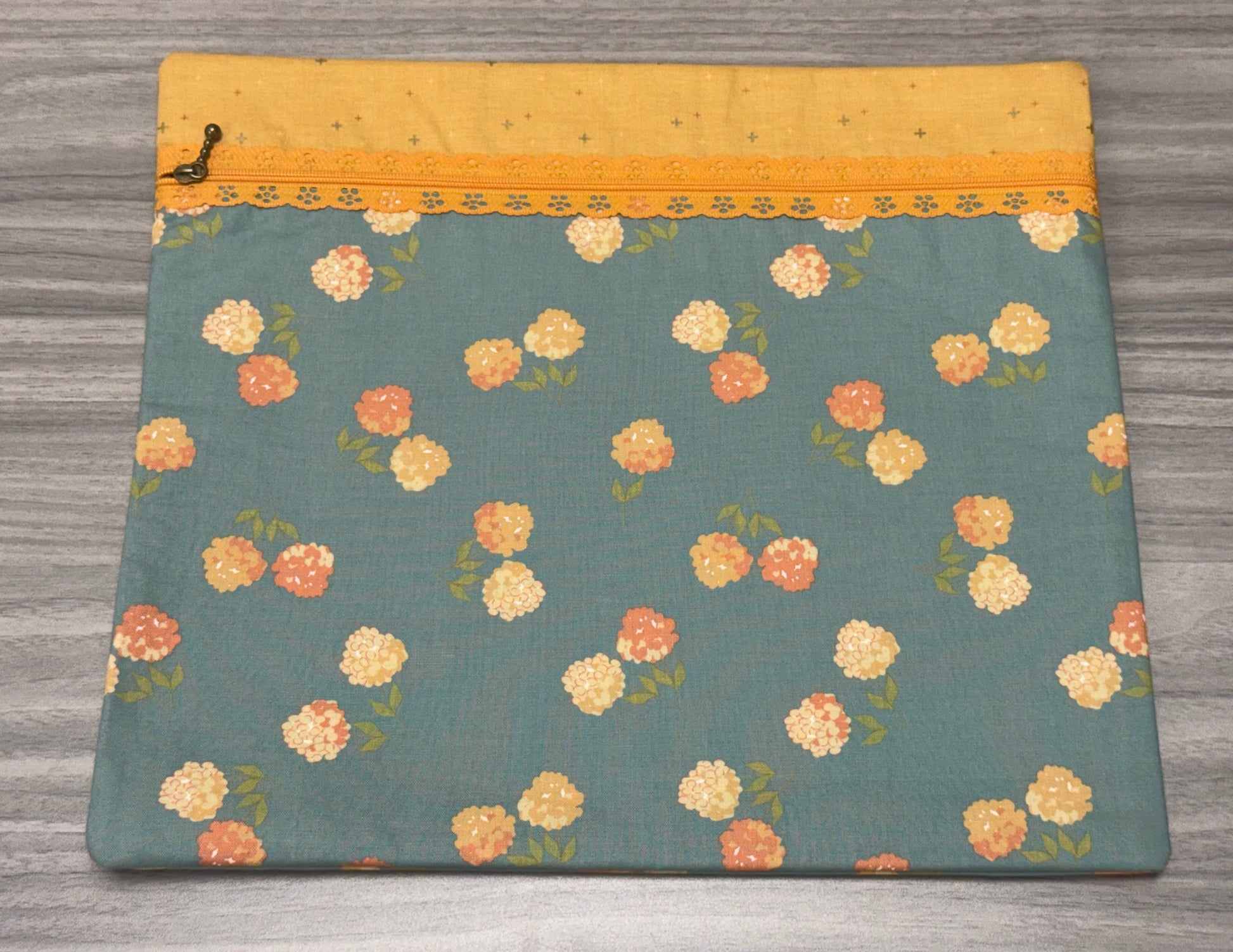Teal Floral Traditional Project Bag-Millennial Fabrics-Millennial Fabrics