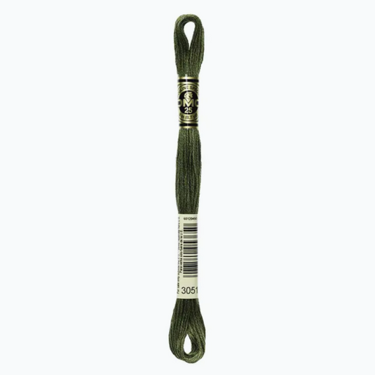 DMC 6 Strand Cotton Embroidery Floss #3051 - Green Gray Dark