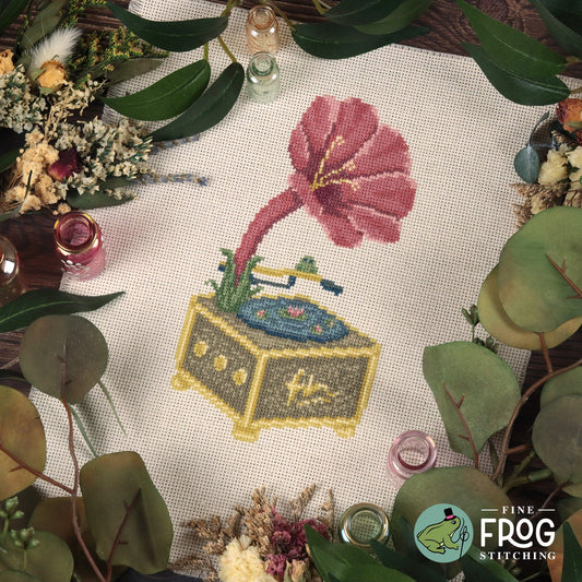 *Preorder* Floral Phonograph by Fine Frog Stitching