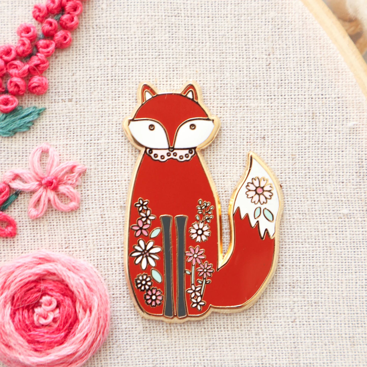 Floral Fox Magnetic Needle Minder by Flamingo Toes