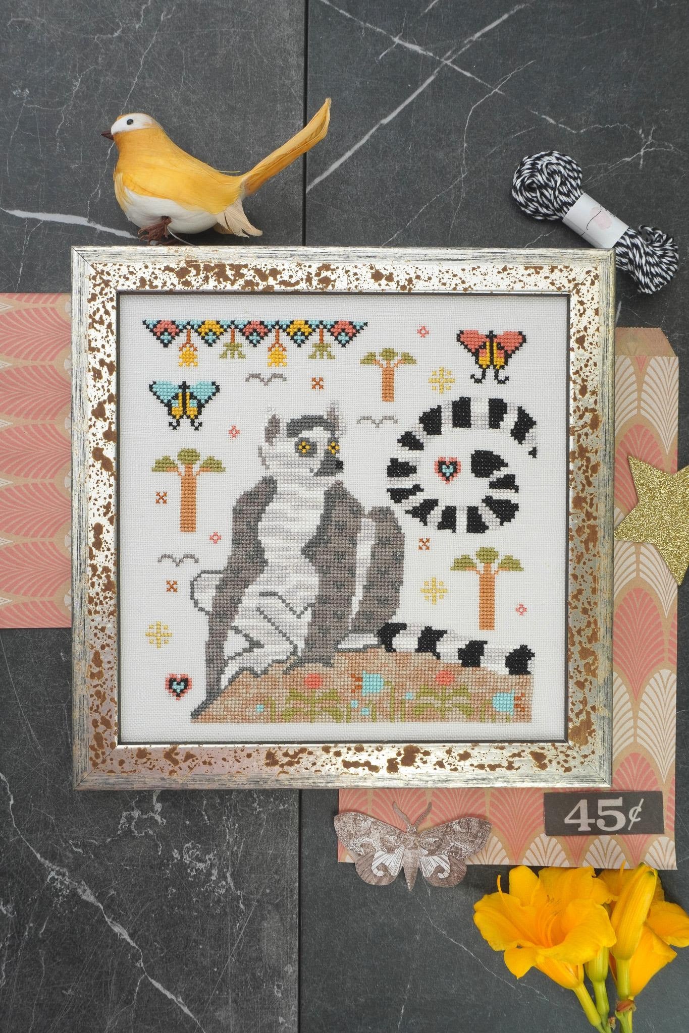 *Nashville Market 26' Preorder* Long Tailed Lemur by Lindy Stitches-Cross Stitch-Lindy Stitches-Millennial Fabrics