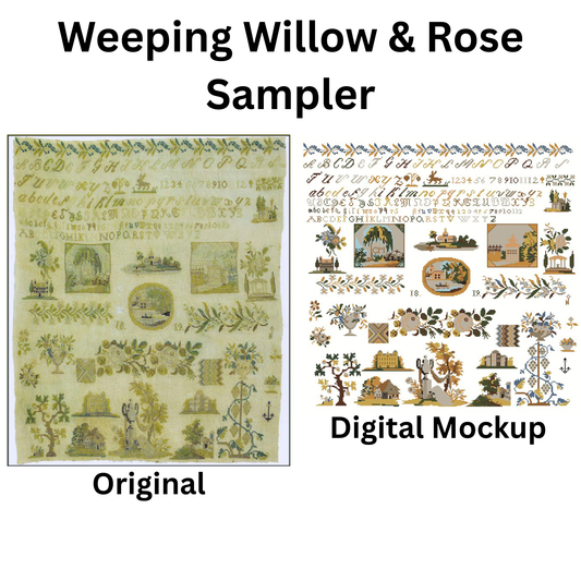 Weeping Willow & Rose Sampler by 1884 Stitchery Designs