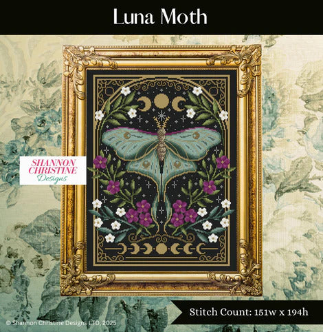 ✓ Luna Moth by Shannon Christine-Cross Stitch-Shannon Christine-Millennial Fabrics