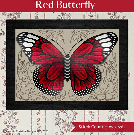 ✓ Red Butterfly by Shannon Christine-Cross Stitch-Shannon Christine-Millennial Fabrics