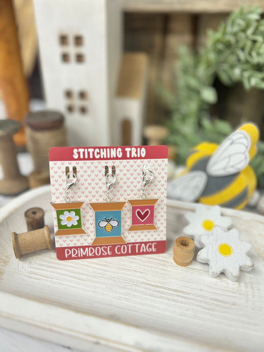 Stitching Trio Charms by Primrose Cottage Stitches