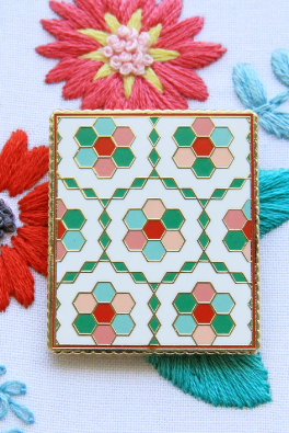 Vintage Flower Garden Quilt Magnetic Needle Minder by Flamingo Toes