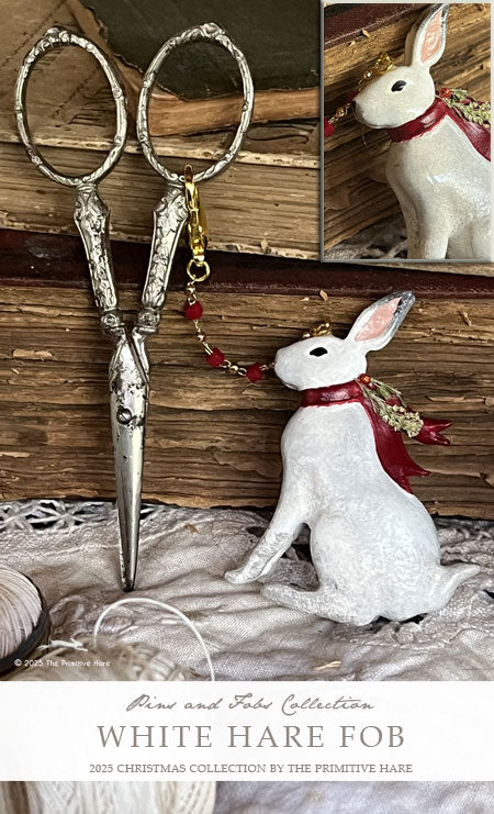 ✩Preorder✩ White Hare Scissor Fob by The Primative Hare