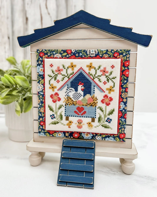 Cornflower Cottage Cross Stitch Display by Paisley and Polka Dot