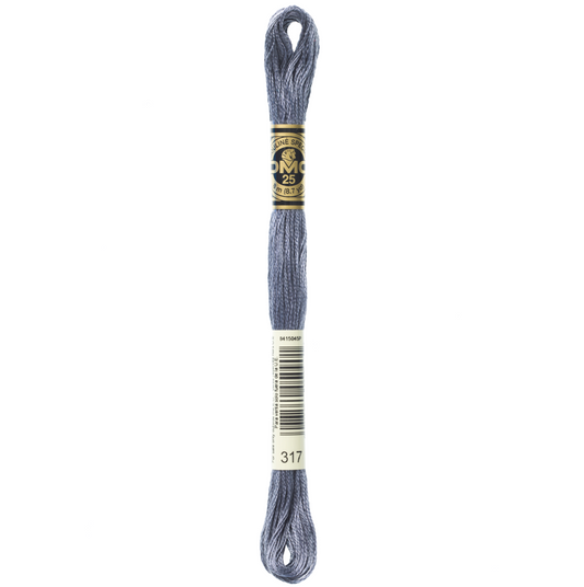DMC 6 Strand Cotton Embroidery Floss #317 - Pewter Gray-Cross Stitch-DMC Floss-Millennial Fabrics