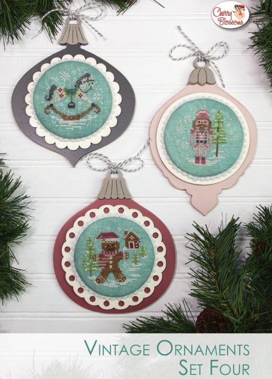 Vintage Ornament Set Four by Cherry Blossoms