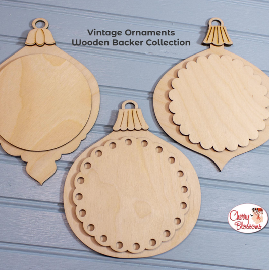 Vintage Ornaments Wooden Backer Collection by Cherry Blossoms
