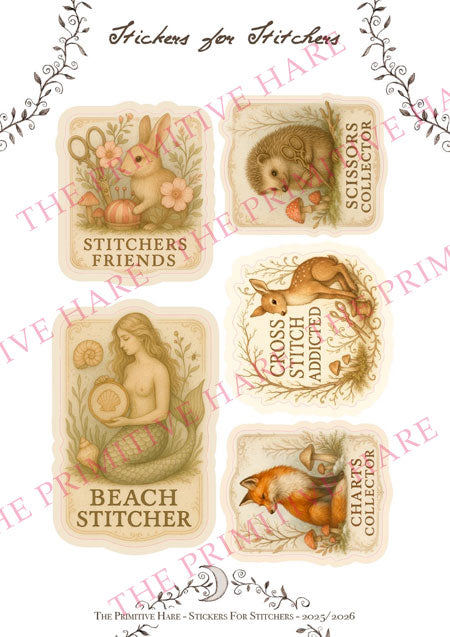 ✩Preorder✩ Stickers for Stitchers by The Primative Hare