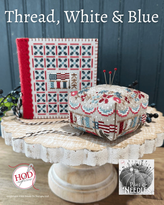 ✓ Thread, White & Blue by Hands on Design
