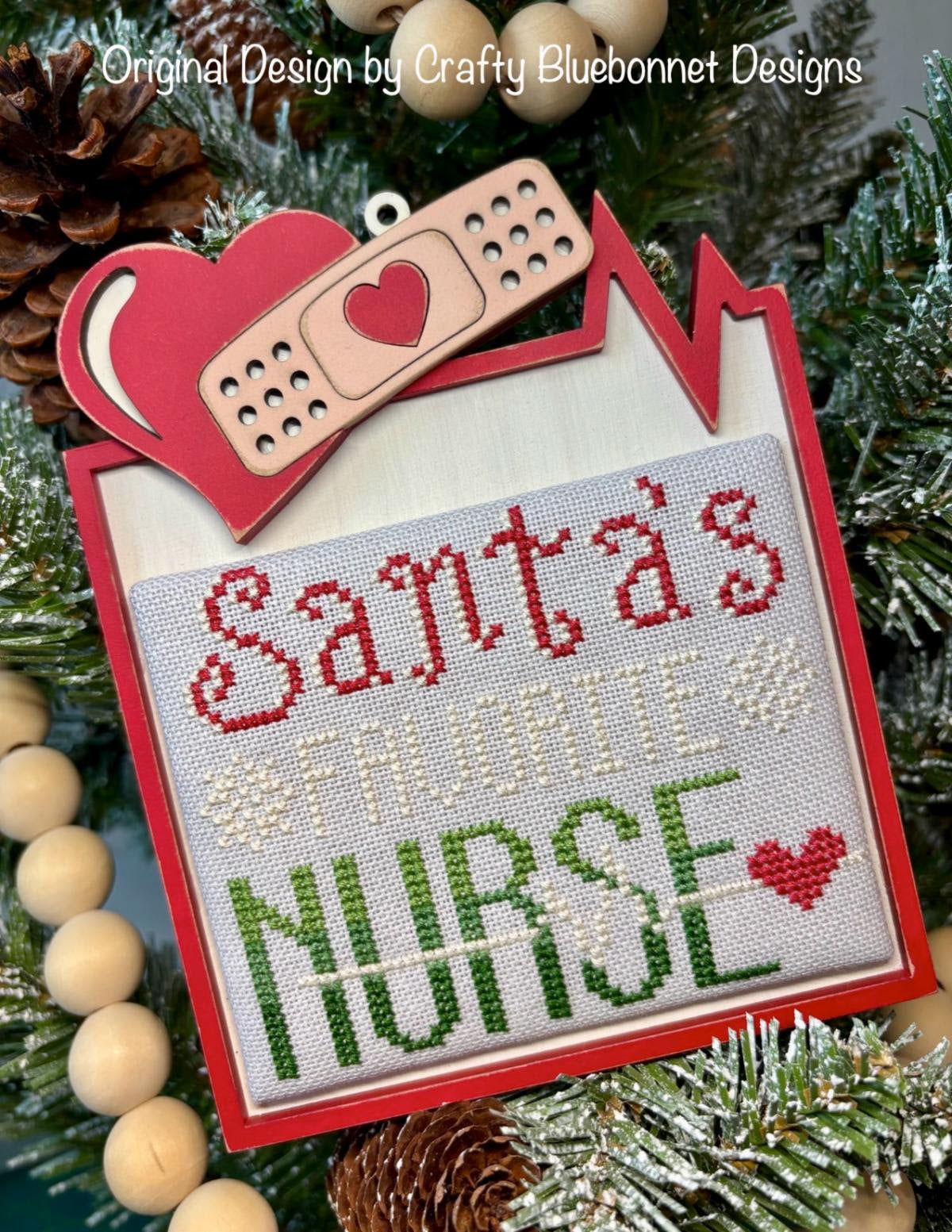 ✓ Santa's Favorite Nurse by Crafty Bluebonnet Designs-Cross Stitch-Crafty Bluebonnet Designs-Millennial Fabrics