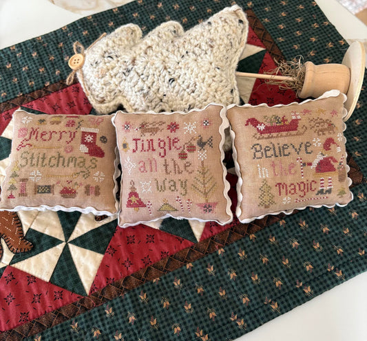 ✓ Stitch, Jingle, and Be Merry by Pansy Patch Quilts and Stitchery-Cross Stitch-Pansy Patch Quilts and Stitchery-Millennial Fabrics