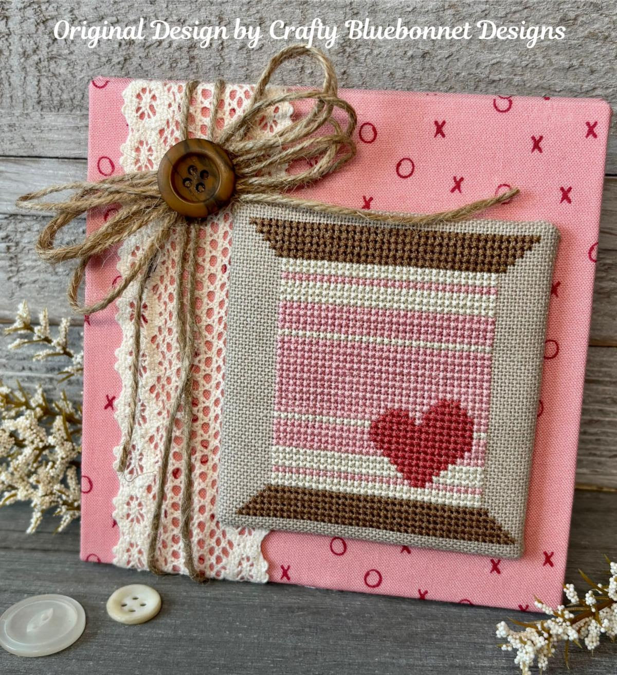 Heart with Stripes Spool by Crafty Bluebonnet-Cross Stitch-Crafty Bluebonnet Designs-Millennial Fabrics