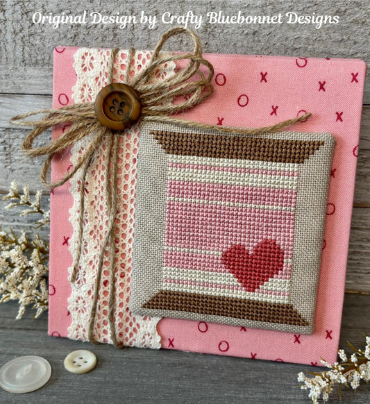 Heart with Stripes Spool by Crafty Bluebonnet-Cross Stitch-Crafty Bluebonnet Designs-Millennial Fabrics
