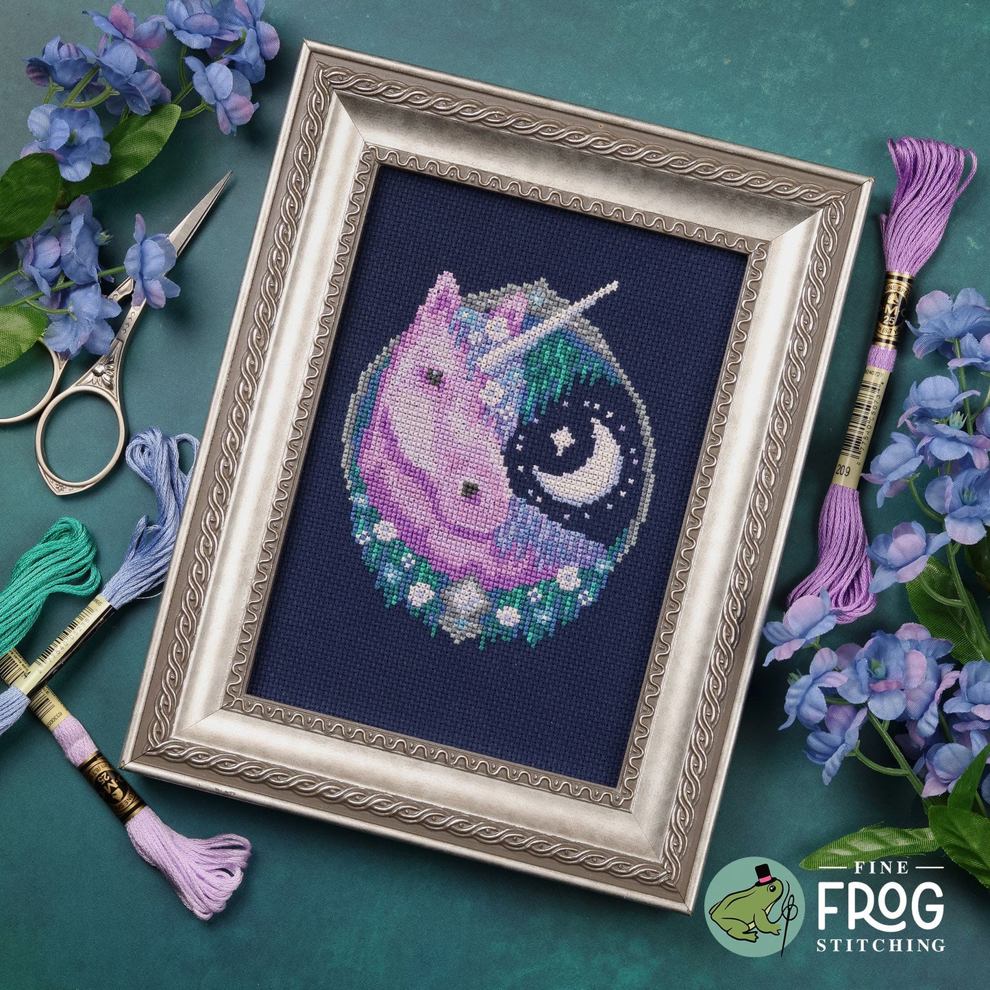 Moon Garden Unicorn by Fine Frog Stitching