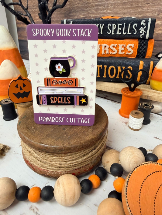 *Preorder* Spooky Book Stack Needle Minder by Primrose Cottage Stitches